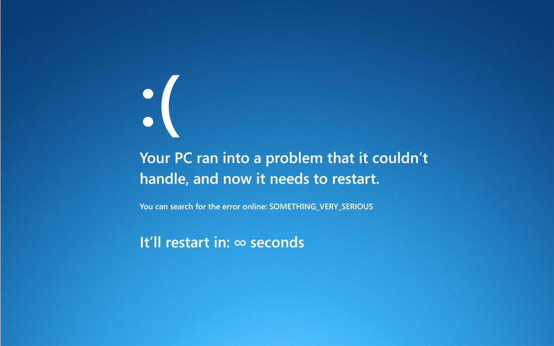 The dreaded blue error screen from Windows